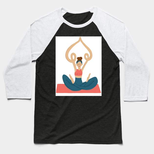 Yoga Baseball T-Shirt by Mary Mastren